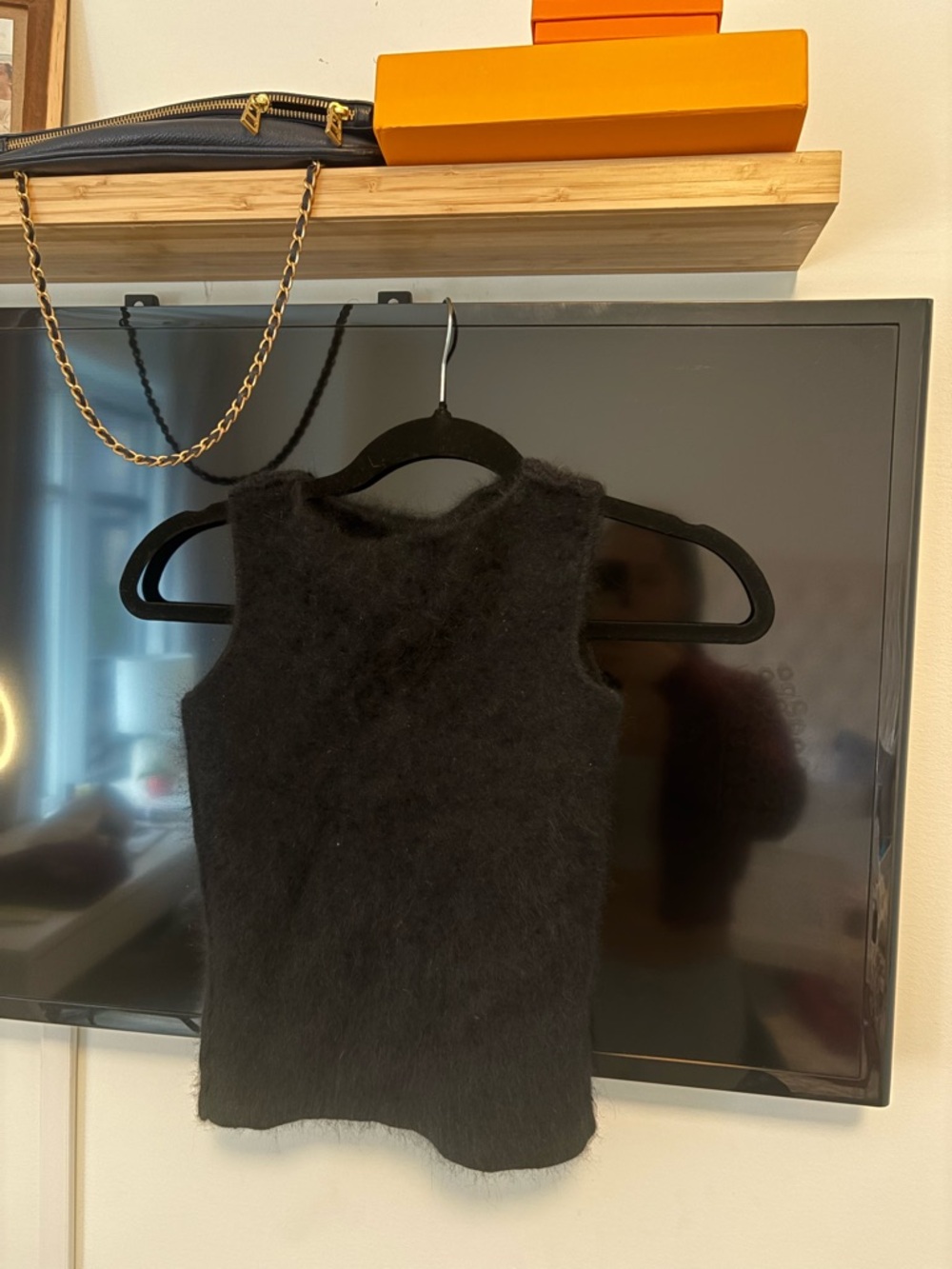 Vintage Black Fuzzy Crop Tank Top